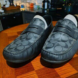 Coach Men’s Signature Canvas & Leather Penny Driver Loafers – Black  Size 13